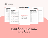 10 Birthday Games for Her Editable PDF