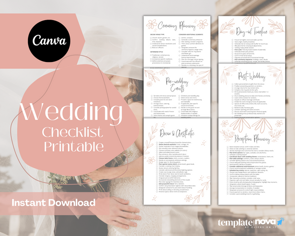 Wedding Checklist Printable Canva Template