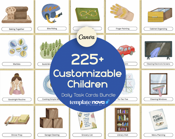 225+ Customizable Children's Daily Task Cards Bundle