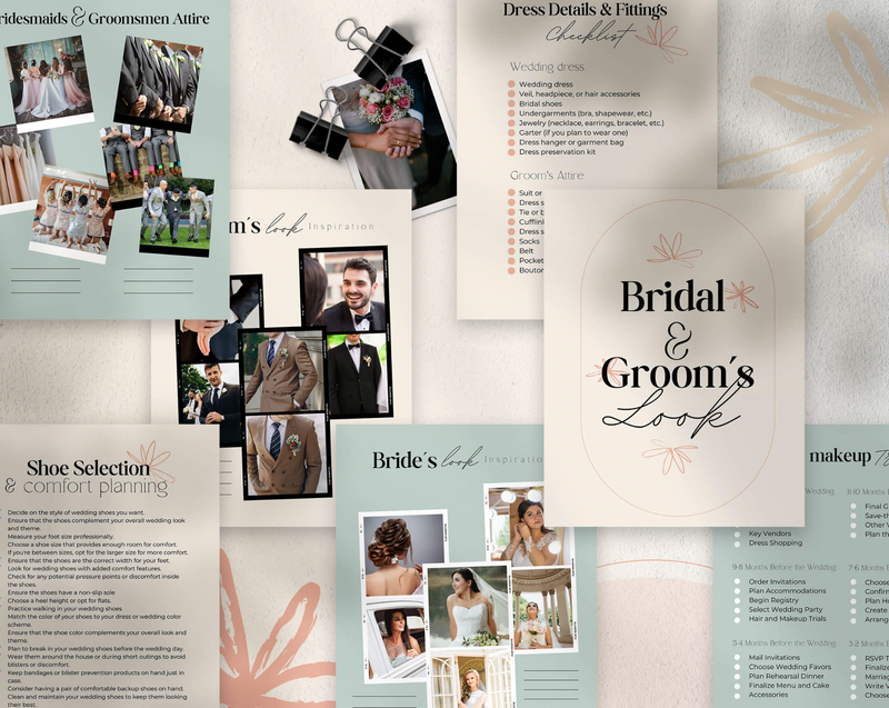 Bridal and Groom's Look Wedding Canva Planner Template