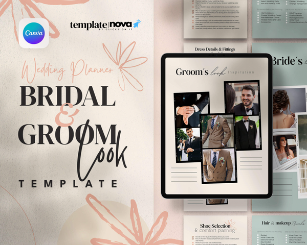 Bridal and Groom's Look Wedding Canva Planner Template