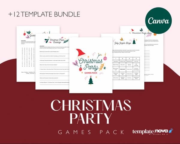 Christmas Party Games Pack 12 Template Bundle