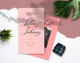 Coral Pink Save The Date Card  Canva Template