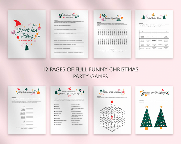Christmas Party Games Pack 12 Template Bundle