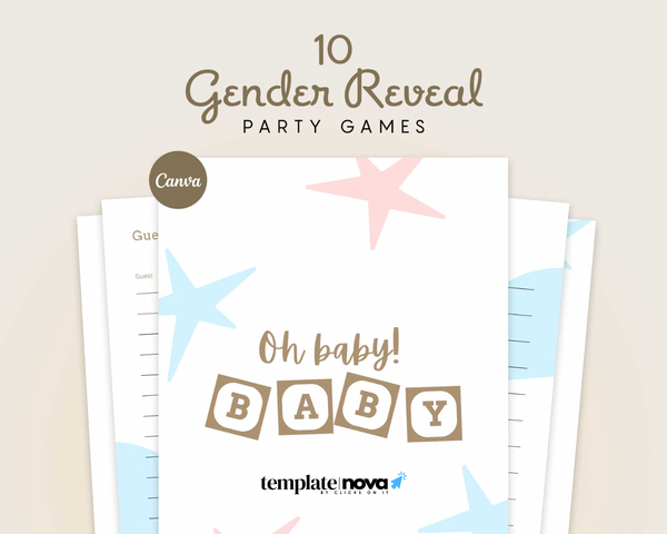 Gender Reveal Party Games Canva Editable and Printable