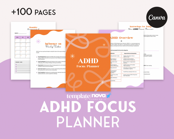ADHD Focus Planner 110 Printable Pages