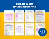 Kids All in One 23 Editable Chart Pack Chores, Rewards, Routines & More!