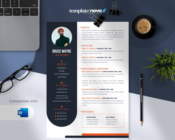Modern Two Colors Resume Word Template