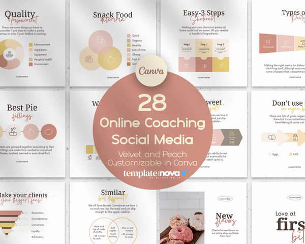 Online Coaching Templates Velvet and Peach Social Media Posts