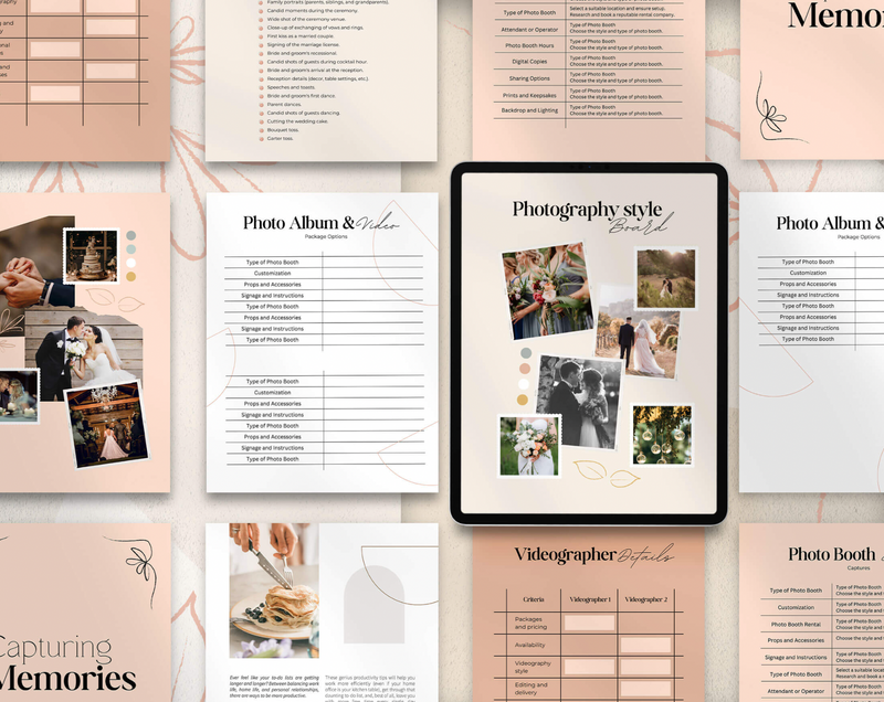 Photography & Videography Checklist Wedding Planner Template