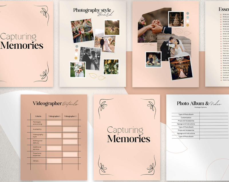 Photography & Videography Checklist Wedding Planner Template
