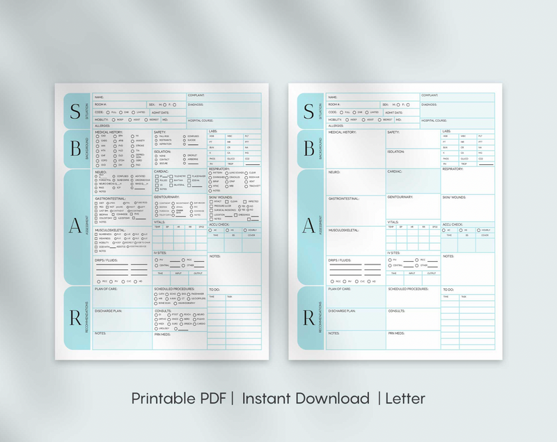 SBAR Nurse Report Sheet Canva Editable PDF