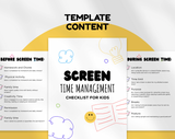 Screen Time Management Checklist Canva Template For Kids